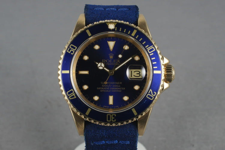 1990 Rolex Submariner 16618 with Blue Dial