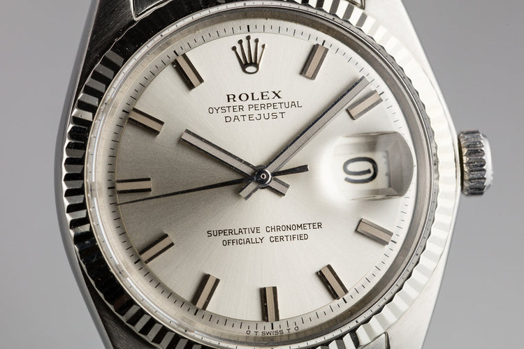 1972 Rolex DateJust 1601 with No Lume Silver Wideboy Dial