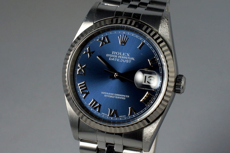 2000 Rolex DateJust 16234 with Blue Roman Dial