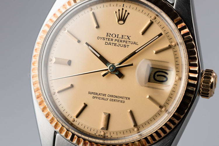 1977 Rolex Two-Tone DateJust 1601 with Matte Champagne Dial and Rosy Case Patina