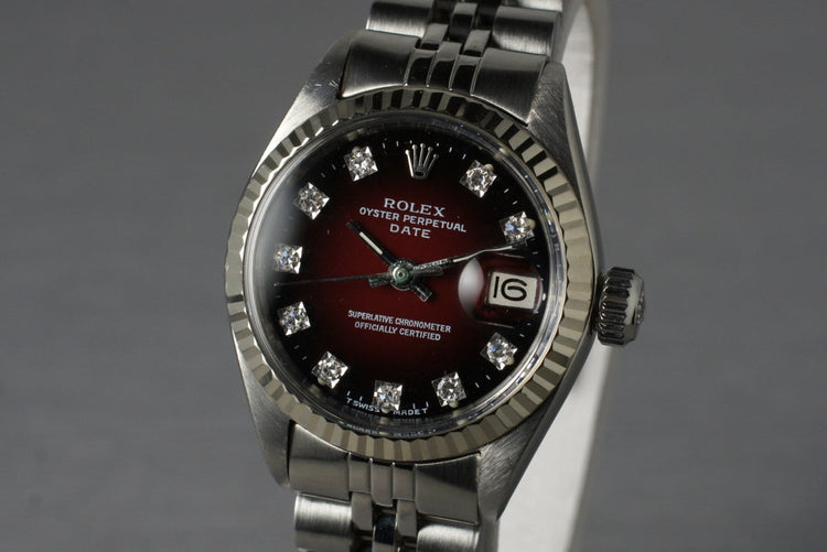 1981 Rolex Ladies Date 6917 Factory Stella Red Gradient Diamond Dial