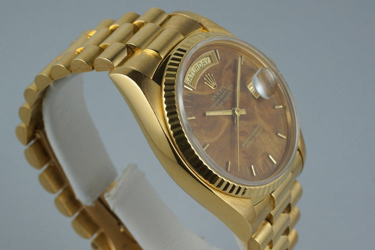 1979 Rolex YG Day-Date 18038 with Wood Dial