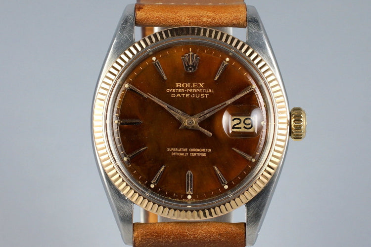 1960 Rolex Two Tone RG DateJust 1601 Tropical Glossy Gilt Dial