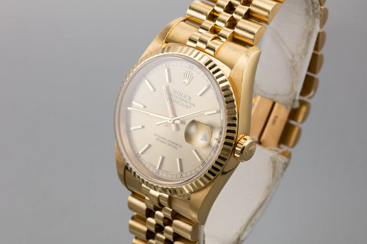 1995 Rolex 18K YG DateJust 16238 Champagne Dial