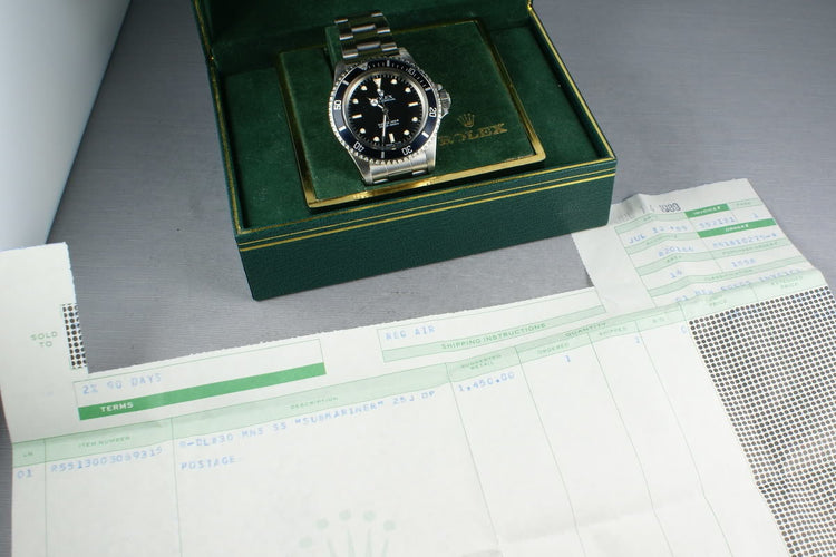 Rolex Submariner Dial 5513 WG surrounds with sales receipt and box