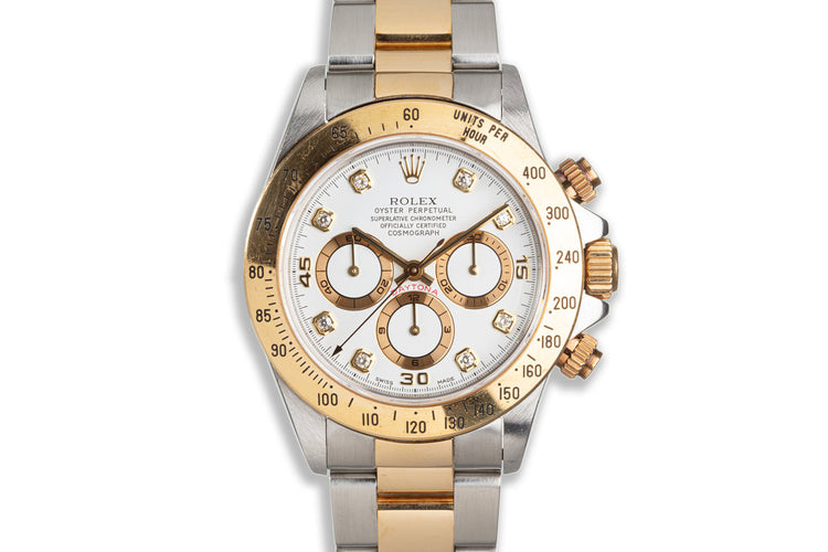 1996 Rolex Zenith 18K/ST 16523 White Diamond Dial Daytona