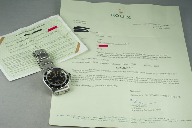 1970 Rolex Red Submariner 1680 Mark IV