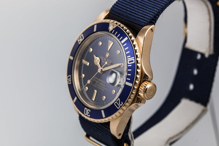 1984 Rolex 18k Submariner 16808 Blue Nipple Dial