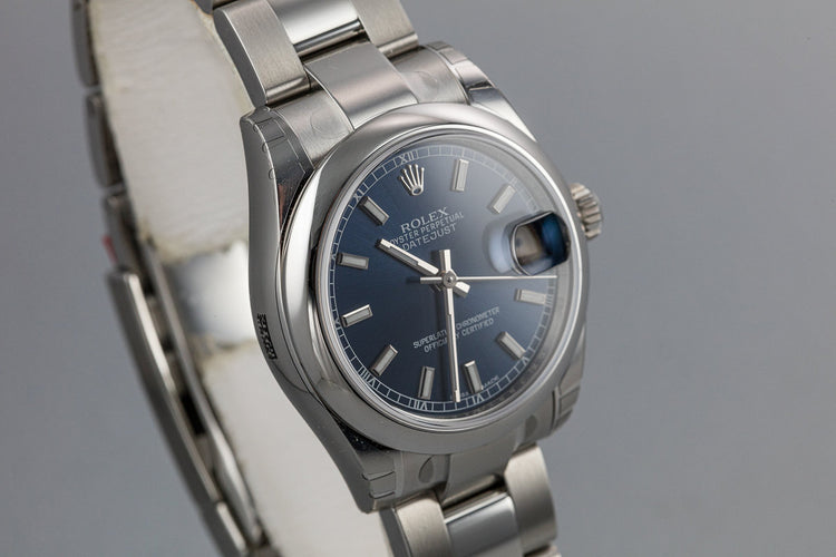 Mint 2018 Rolex Mid-Sized DateJust 178240 Blue Dial with Box and Papers