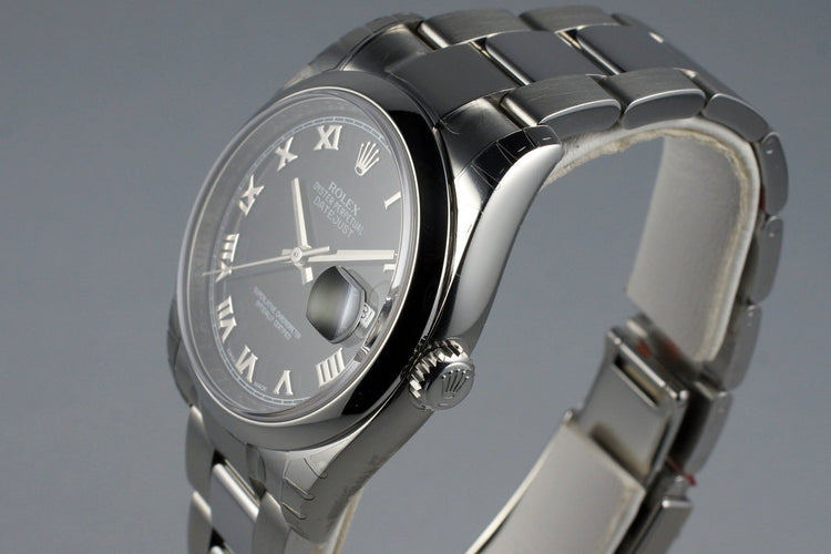 2015 Rolex Datejust 116200 Black Roman Numeral Dial MINT