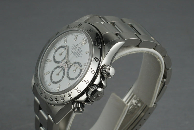 Rolex SS Zenith Daytona Ref: 16520 Box and Papers with White Dial