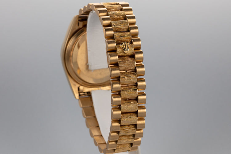 1986 Rolex 18K YG Bark Day-Date 18078 Blue Dial