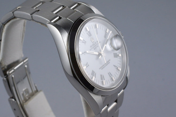1999 Rolex Date 15200 White Roman Dial with Box & Papers