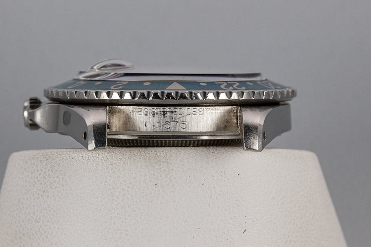 1961 Rolex Pointed Crown Guard GMT-Master 1675 Fuchsia with Gilt Chapter Ring Exclamation Dial