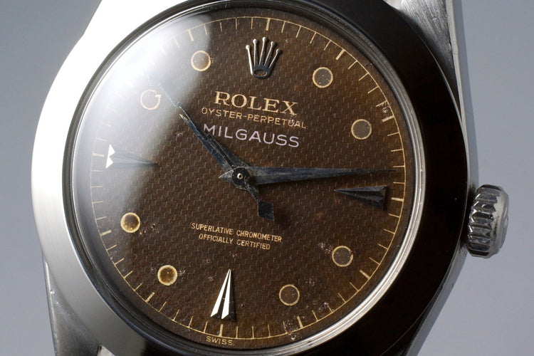 1958 Rolex Milgauss 6541 Tropical Non-Luminous Waffle Dial