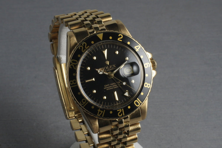 Rolex GMT 18K 1675 with black nipple dial and 18K Jubilee Bracelet