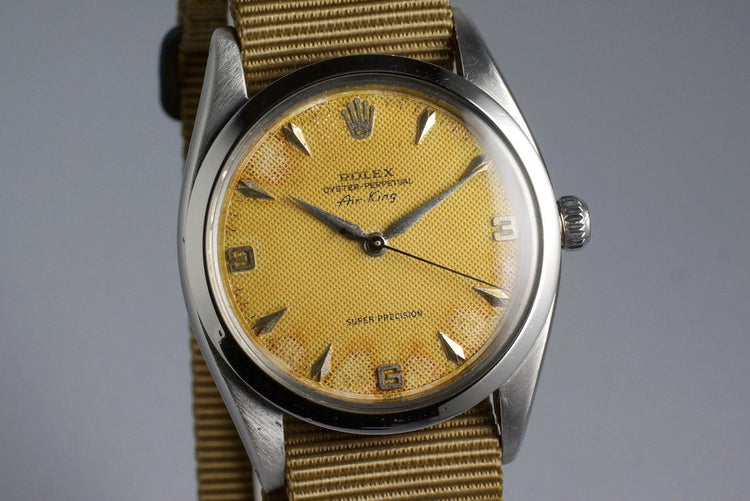 1958 Rolex Air-King 5504 Tropical Non-Luminous Cream Waffle Dial