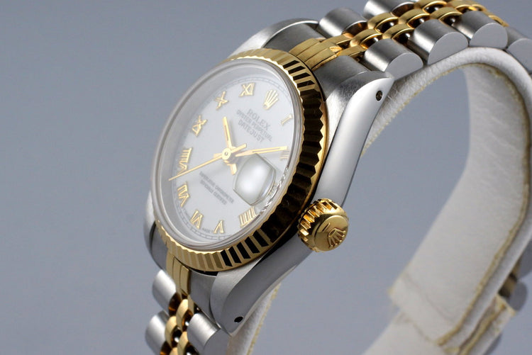 1991 Rolex Ladies Two Tone DateJust 69173 White Roman Dial with Box and Papers
