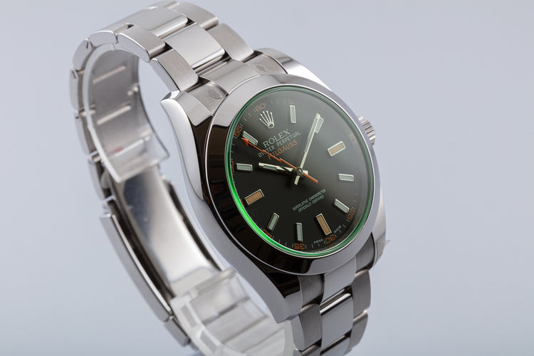 2011 Rolex Milgauss 116400LV Green with Card