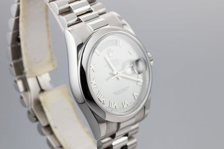 2000 Rolex Platinum Day-Date 118206 Glacier Blue Dial with Box and Papers
