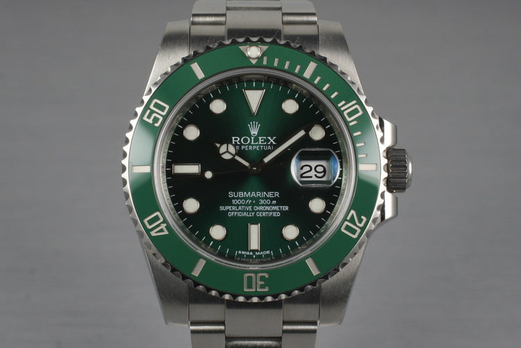 2010 Rolex Green Submariner 116610V with Box and Papers