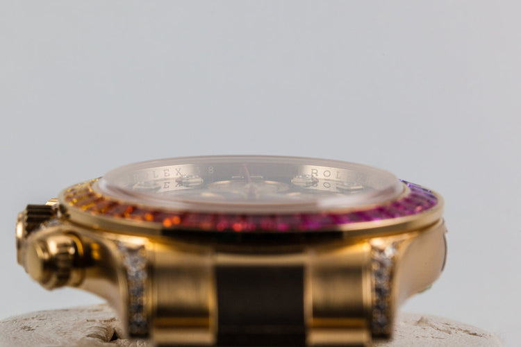 Rolex 18K YG "RAINBOW" Daytona 116528RBOW with Box and Papers