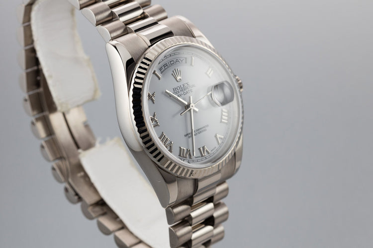 2000 Rolex 18K White Gold Day-Date 118239 Roman Numeral Dial
