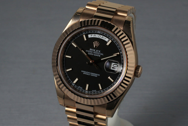 2009 Rolex Rose Gold Day Date II 218235 with Box and Papers