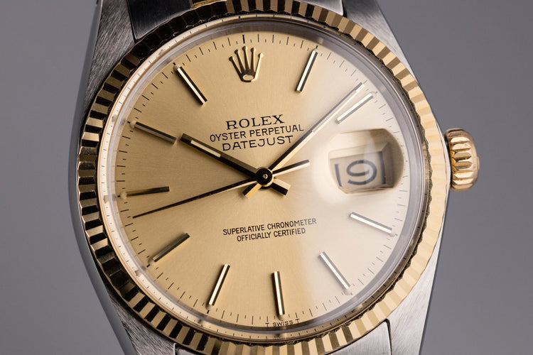 1984 Rolex Two Tone DateJust 16013 with Van Cleef's & Arpels Stamped Bracelet, Box and Papers