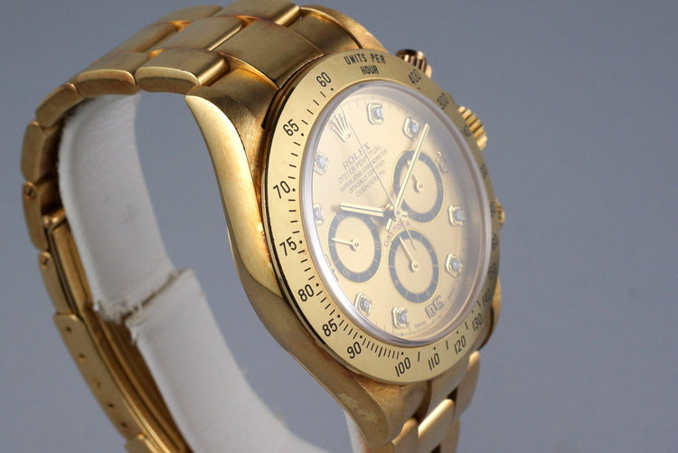 1994 Rolex YG Zenith Daytona 16528 Factory Champagne Diamond Dial