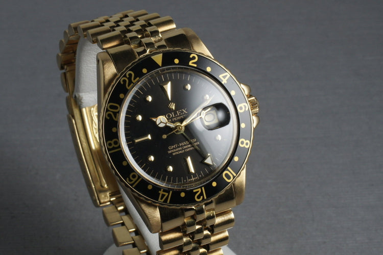 Rolex GMT 18K 1675 with black nipple dial and 18K Jubilee Bracelet