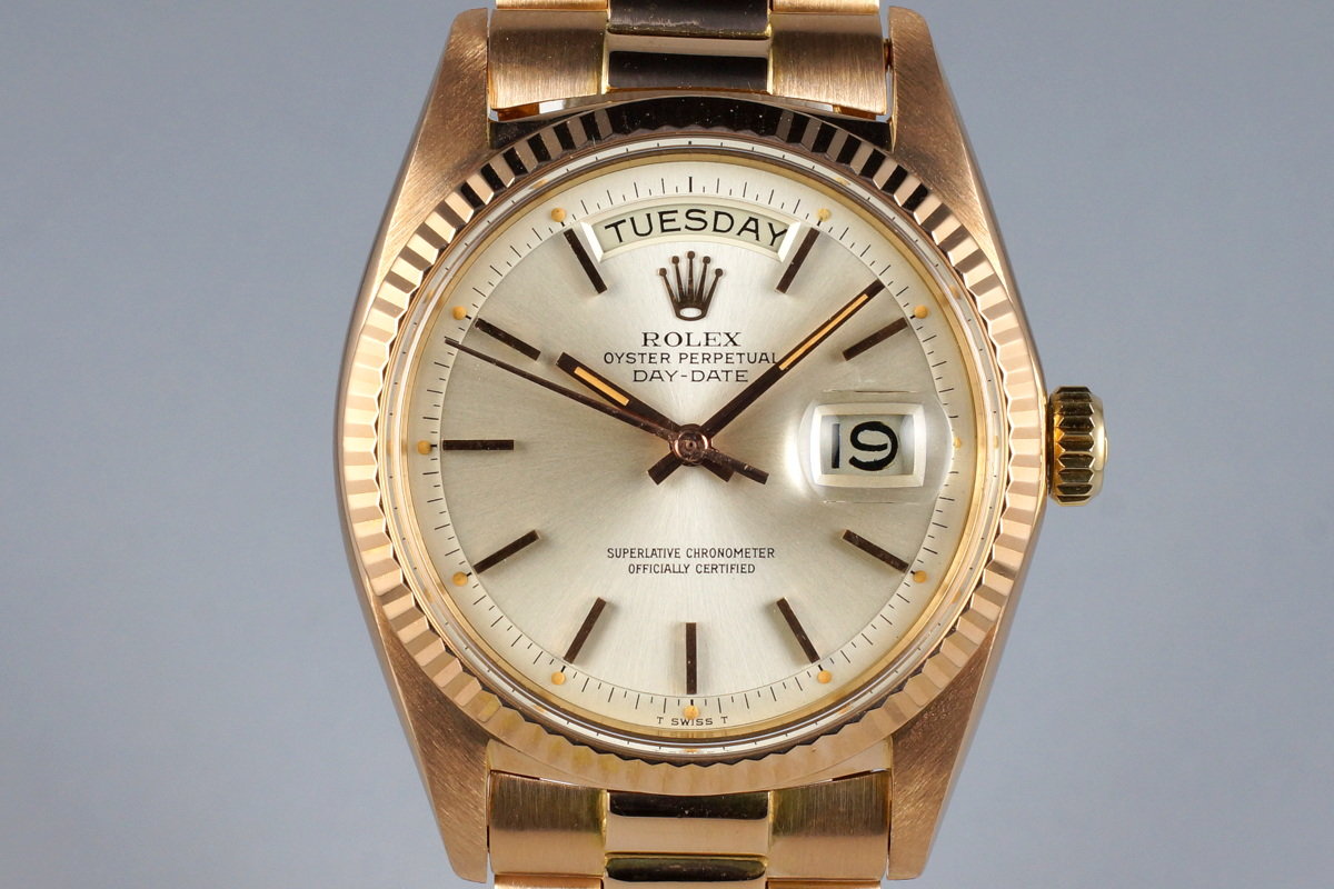 Rusland Bage Inspiration HQ Milton - 1968 Rolex Rose Gold Day-Date 1803, Inventory #7568, For Sale