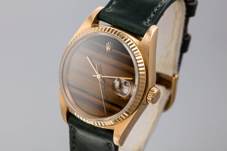 1979 Rolex 18K YG DateJust 16018 with Tigers Eye Stone Dial