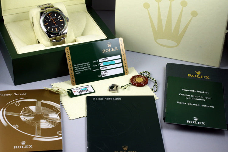 2009 Rolex Milgauss Green 116400V with Box and Papers