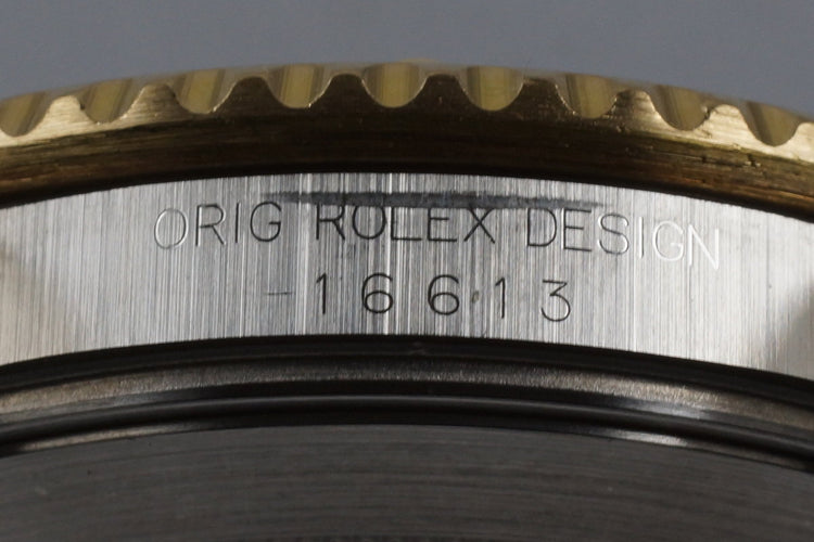 1991 Rolex Two Tone Black Submariner 16613 with Box and Papers