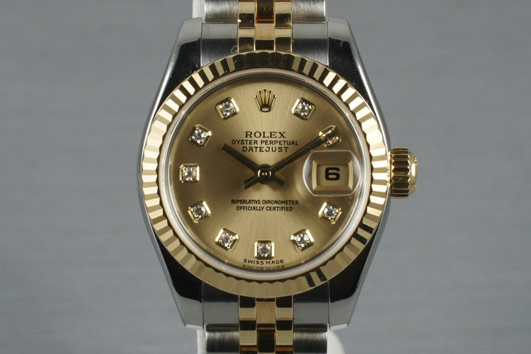 2003 Rolex Ladies Two Tone Datejust 179173 with Diamond Dial