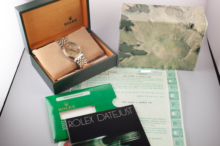 1984 Rolex Two Tone DateJust 16013 with Van Cleef's & Arpels Stamped Bracelet, Box and Papers