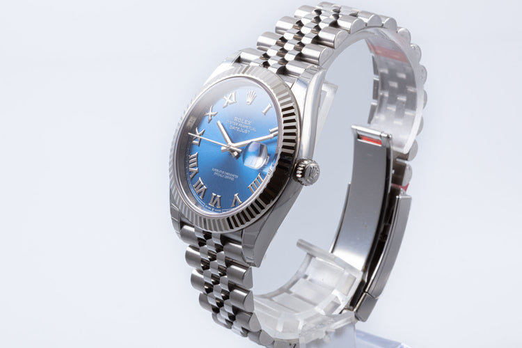 2022 Full Stickers Rolex Datejust 126334 41mm Azzurro Blue Roman Dial with Box & Card
