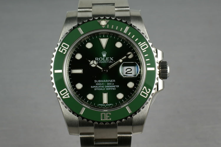 Ceramic Rolex GREEN Submariner 116610V Box and Papers Brand New