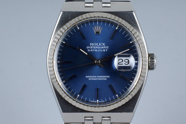 1991 Rolex OysterQuartz Datejust 17014 with Box and Papers