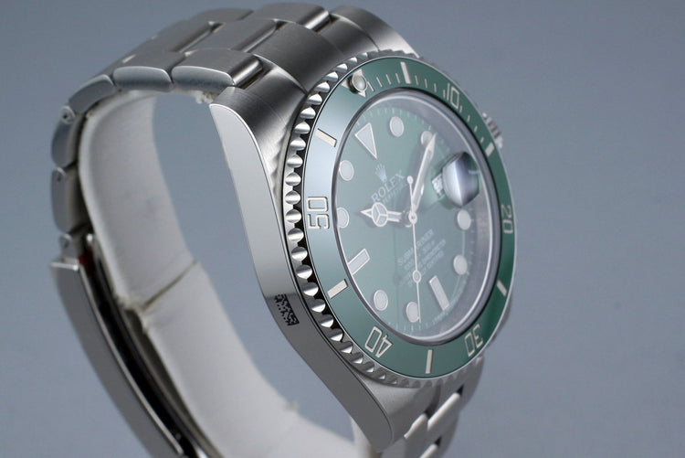 2015 Rolex Green Submariner 116610LV with Box and Papers MINT