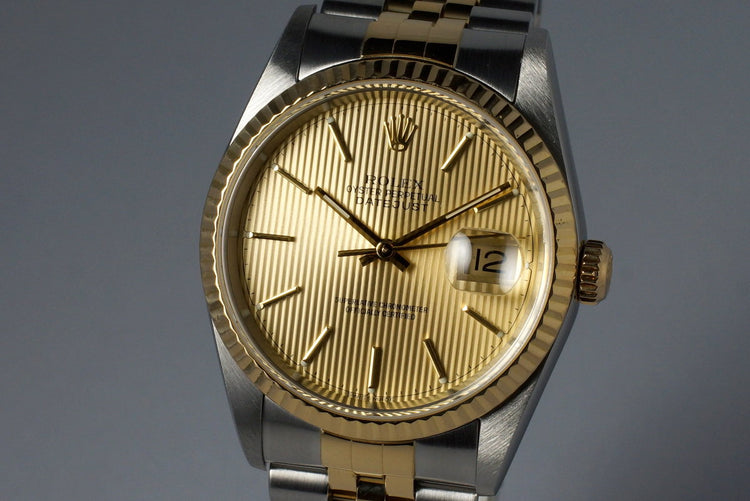 2001 Rolex Two Tone DateJust 16233 Tapestry Dial with Box and Papers