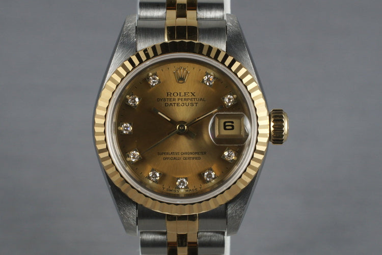 1993 Ladies Rolex Two Tone Datejust 69173 Factory Diamond Dial with Box and Papers