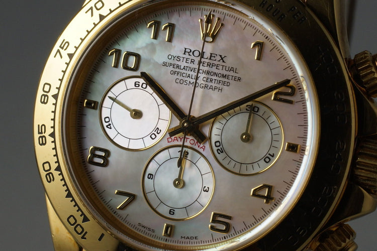 1999 Rolex YG Zenith Daytona 16518 Mother of Pearl Dial