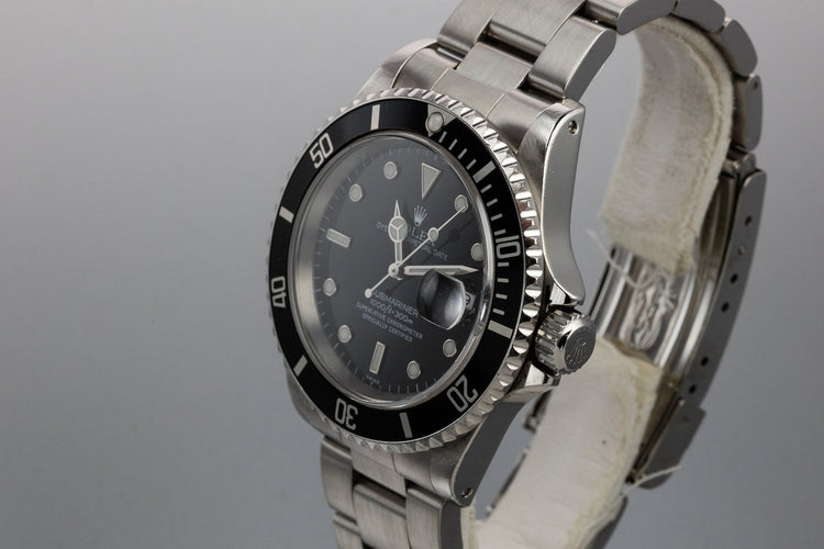 1999 Rolex Submariner 16610 SWISS Only Dial with Box and Papers