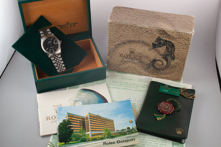 1978 Rolex DateJust 1603 Black Dial with Box and Papers