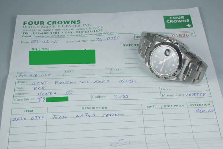 1984 Rolex Explorer II ‘Spider’ Rail Dial 16550 with Service Papers