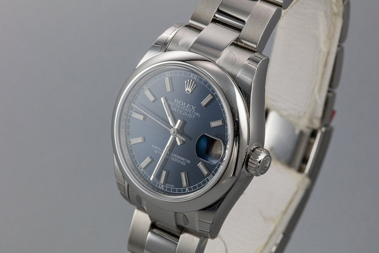 Mint 2018 Rolex Mid-Sized DateJust 178240 Blue Dial with Box and Papers