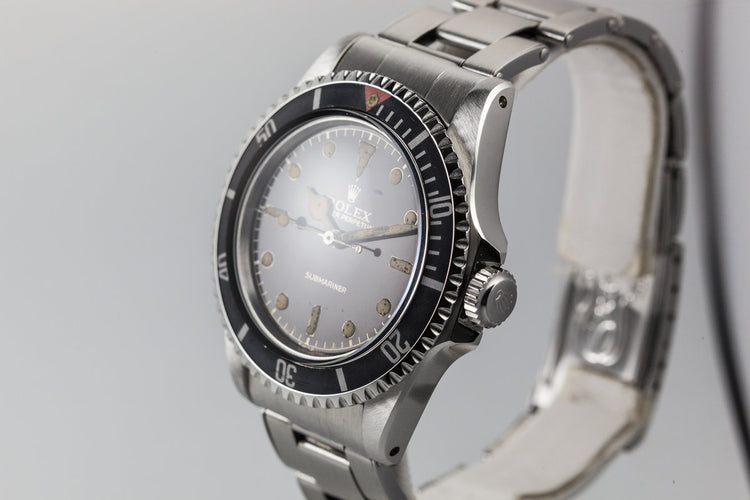 1959 Rolex Submariner 5512 with Tropical Gilt Chapter Ring Dial, Red Triangle Bezel, and Big Logo Stretch Bracelet