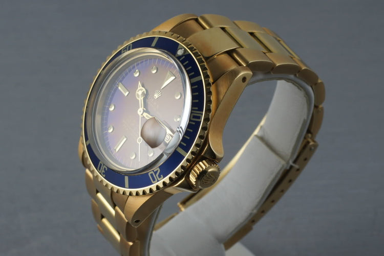 Rolex 18K Yellow Gold Submariner 1680 with Box, Papers, Sales Receipt